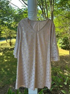 Pink Midi Dress with Gold Dot Detail